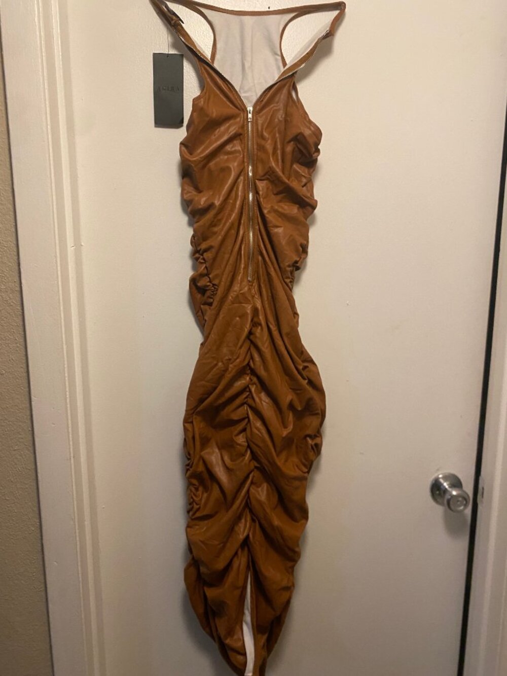 AKIRA - THE BEST OF ME MOCK NECK MIDI DRESS (Small, Brown)